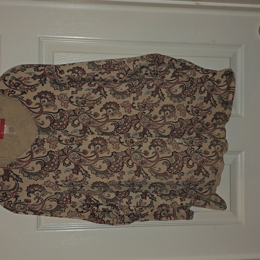 Anne Klein Beige‎ Knit ButtonTop